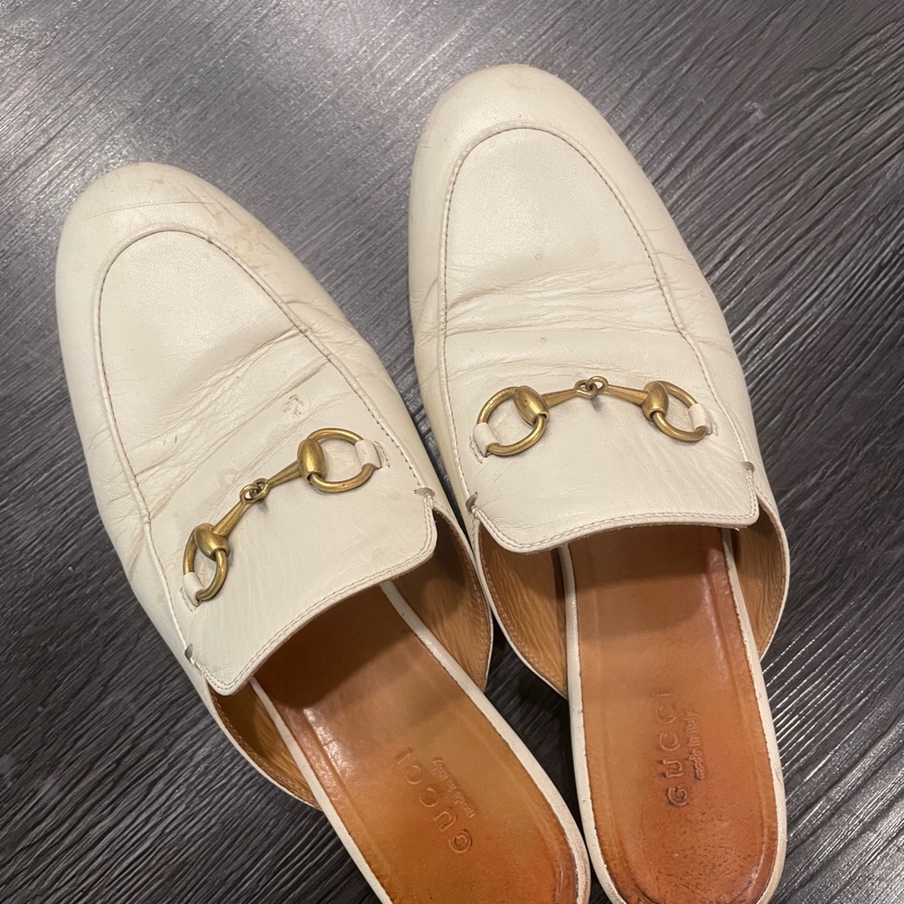 Gucci Princetown Leather Slipper White